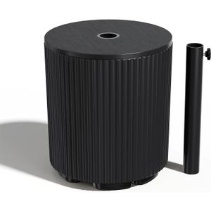 FONTOI Patio Side Table with Umbrella Hole, 11.5 Gallon Fillable Umbrella Stand, Suitable for Center Pole Umbrellas with Pole Diameter from 1.5"-1.9", Plastic Table for Outdoor, Black