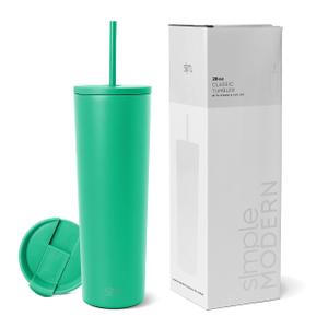 Simple Modern Insulated Tumbler with Lid and Straw | Iced Coffee Cup Reusable Stainless Steel Water Bottle Travel Mug | Gifts for Women Men Her Him | Classic Collection | 24oz | Kelly Green