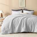 Andency Queen Comforter Set, Fluffy Super Soft Light Grey Comforter for Queen Size Bed, Winter Warm Fleece Faux Fur Bedding Set, Luxury Plush Fuzzy Bed Set 3pcs (1 Shaggy Comforter, 2 Pillowcases) (Queen (90"x90"))