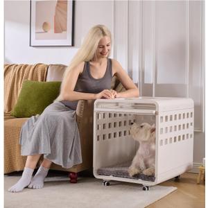 Foldable Dog Crate FurnitureAcrylic Dog Cage End Table, for Small/Medium Dogs,Durable Dog cage with Movable and Modular Design - Safe, Stylish and Convenient