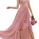 Women's Prom Dresses Floral Lace Ruffle Formal Choir Dress Cocktail Party Midi Wedding Guest Bridesmaid Evening Gown (#1pink) S