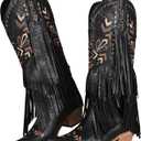 SaraIris Women's Cowgirl Boots Knee High Fringe Boots