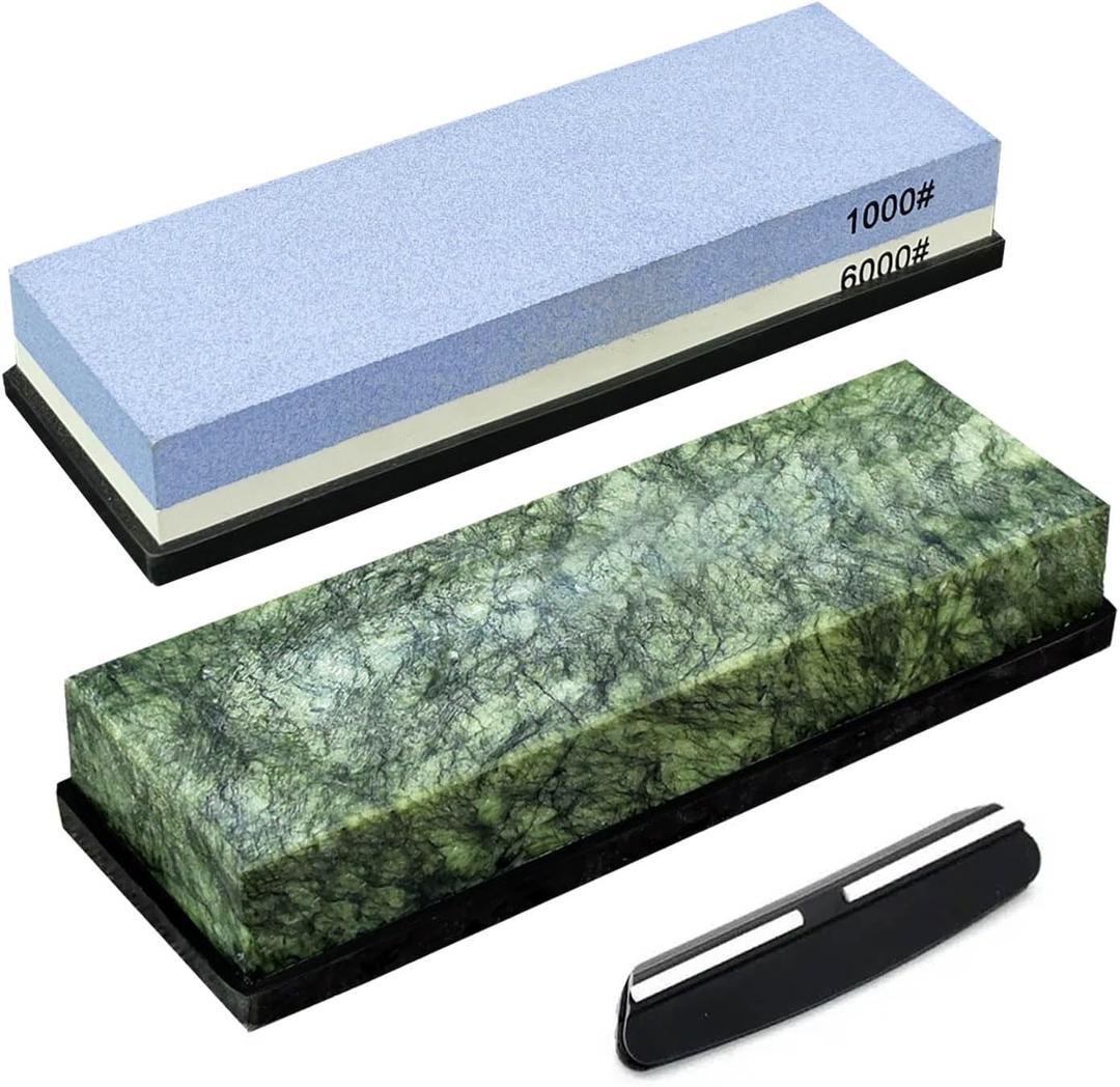 Knife Sharpening Stone Set  Dual Grit Whetstone 1000/6000 10000,Angle Guide