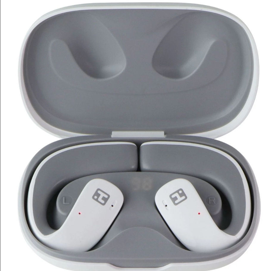 iHome XT-49 True Wireless Earbuds with Rechargeable Traveling Case, Bluetooth Earphones with Microphone and Touch Control, White