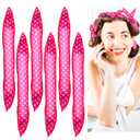 6 Pcs 17'' Soft Rollers for Long Hair Sleep, Large Heatless Curls Overnight, Soft Curler Sponge Roller to Sleep In, Flexible Heatless Curling Wand for Women Long Medium Hair Styling Tool(Pink)
