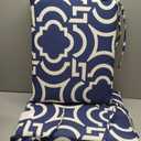 Pillow Perfect Trellis Indoor/Outdoor Chair Pad With Ties, 2 Count, 16 x 18.5, Blue Carmody Navy