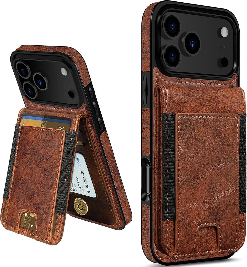 LOHASIC for iPhone 17 Pro Max Wallet Case with Card Holder, Women Men PU Leather RFID Blocking Credit Card Slots Kickstand Protective Cover Flip Phone Case for iPhone 17 ProMax 6.9" 2025 - Brown