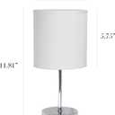 Simple Designs LT2007-WHT Chrome Mini Basic Table Lamp with Fabric Shade, White (No Bulb)
