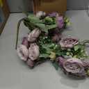 Mkono Peonies Artificial Flowers, Small Silk Flowers for Home Decor Indoor Fake Bouquet Faux Floral Arrangements Dining Table Centerpieces for Kitchen Party Decor Purple