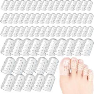 TrelaCo 70 Pcs Silicone Anti-Friction Toe Protector (20 Large + 50 Small) Breathable Silicone Toe Caps Soft Clear Gel Covers Protectors Guards for Women Men