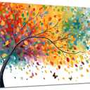 Trogonup Tree of Life Wall Art for Living Room Colorful Butterfly Canvas Prints Landscape Artwork for Bedroom Office Ready to Hang 20"x40"