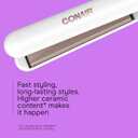 Conair Double Ceramic Flat Iron, 1-Inch Flat Iron Hair Straightener with Claw Clip, 5 Heat Settings, Extra-Long Floating Plates, White