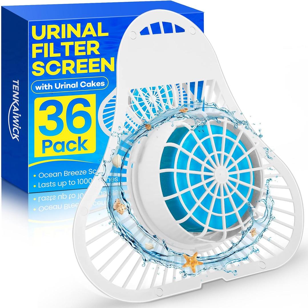 36 Pack Urinal Deodorizer Screen, Urinal Cakes with Anti-Splash Filter Odor Protection, Urinal Deodorizer for Men Bathroom Airport Office Mall Hotel(Ocean Breeze Scent)