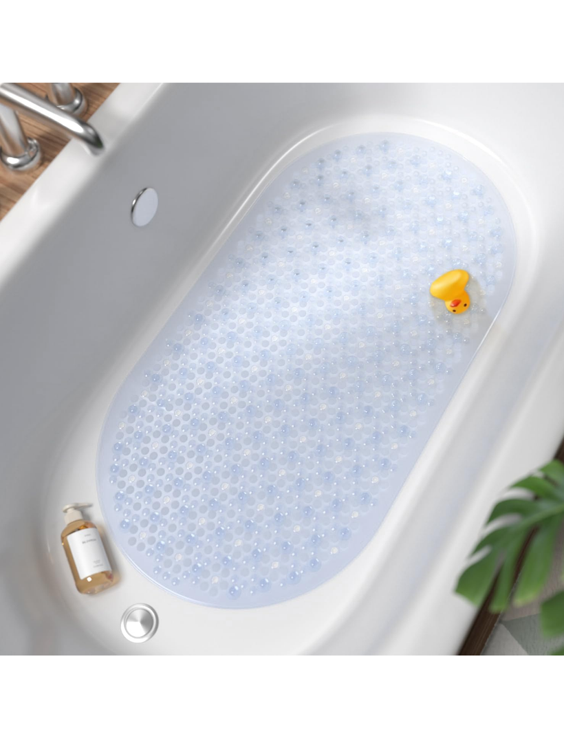 Bathtub Mat Non Slip, 27x15 Inch Bubble Oval Bath Tub Mat for Bathroom, Machine Washable Shower Mat with Suction Cups and Drain Holes, Clear