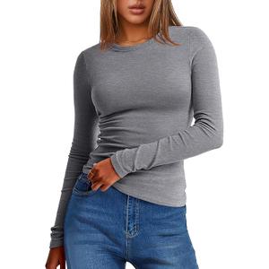 ANRABESS Womens Long Sleeve Thermal Shirts Slim Fit Basic Tee Tops Warm Fleece Undershirts 2025 Fall Winter Layer Outfits L