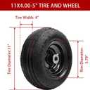 (2-Pack) 11x4.00-5 Lawn Mower Tires, 11x4.00-5 Tire and Wheel Assembly Universal Lawn Mower/Yard Tractor Turf Tires 4 Ply - 3.4 Centered Hub with 3/4 Bushing