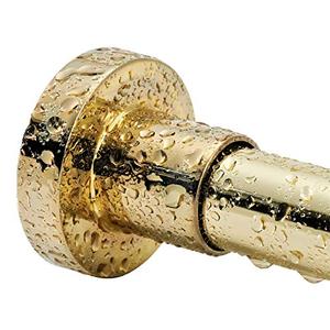BRIOFOX Spring Tension Curtain Rod 43-73 Inches, Rust-Resistance and Non-Slip Shower Curtain Rod for Bathroom, Gold