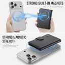 for Magsafe Wallet, Magnetic Phone Wallet with RFID Blocking 6-Card Holder for Men Women Minimalist Slim PU Leather Kickstand for iPhone 17 Air 16 15 14 13 12 Pro Max Plus, Elegant Black