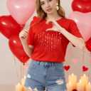Valentines Shirt for Women Cute Love Heart Tshirts Casual Hearts Graphic Tee Tops for Her (Red, XL)