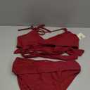 SHEKINI Women's Push Up Halter Bandage Two Peice Swinsuits Tie Side Bikini with Ruched Swim Bottoms, XS