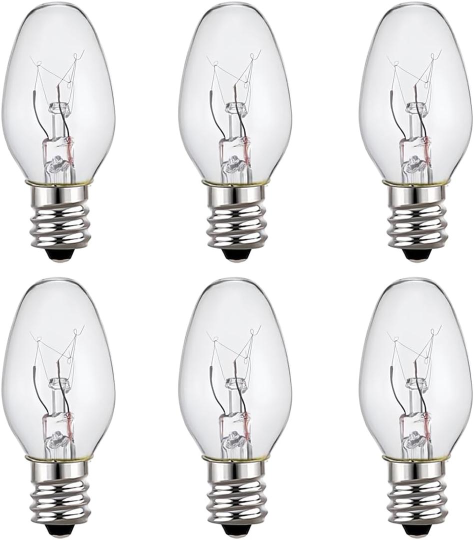Night Light Bulbs,E12 Candelabra Base,4 Watt/C7/120V Decorative Bulb,Warm White,6 Pack