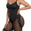 SHAPELLX Fajas Colombianas Moldeadoras Shapewear for Women Butt Lifter Body Shape Full Body Shapewear With Zipper Crotch (Large, Black)