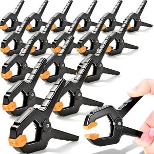 18Pack Spring Clamps, Heavy Duty Clips with Jaw Pads for Woodworking, Balloon Arch Backdrop Stand Clips, 3.5inch Plastic Small Spring Clamps for Photography Backdrops Holder, Crafts, Fabric Backdrop