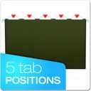Pendaflex Recycled Hanging File Folders, 25 Pack, Green, Legal Size (8.5" x 14"), 5 Tab Positions, Includes Tabs and Inserts, Eco-Friendly Hanging Files for Office and Document Organization