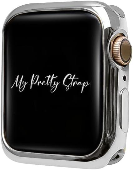 My Pretty Strap Glossy XOXO Protective Case for Apple Watch – Luxury Metal Cover for Women, Scratch-Resistant – Compatible with Apple Watch 40mm Silver
