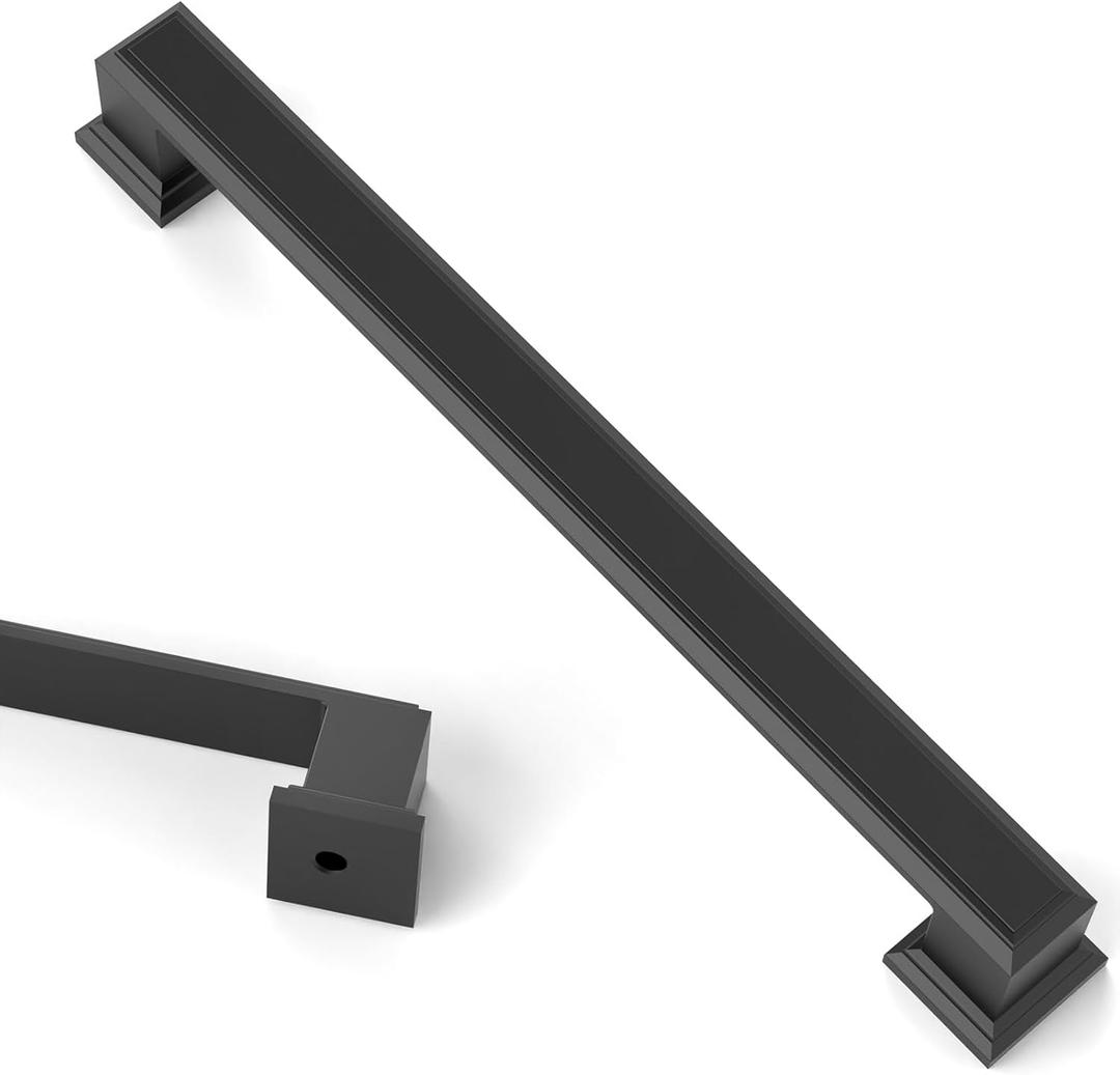 Asidrama 10 Pack 6.3 Inch(160mm) Matte Black Cabinet pulls Kitchen Cabinet Handles Cabinet Pulls Kitchen Cabinet Hardware for Cupboard Drawer Pulls