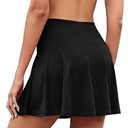 Womens 12 inch Athletic Skort Trendy Summer Sporty Active Tummy Control Mini Skater Skorts Yoga Hiking Golfing Gym Running Skirts with Built-in Shorts XS-2X Black S