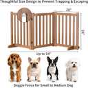 Wooden Freestanding Foldable Dog Gate, 24 Inch Height 3 Panel Pet Gate No Drill for Doorways Stairs, Fully Assembled Indoor Puppy Fence (Brown, 60" W x 24" H)