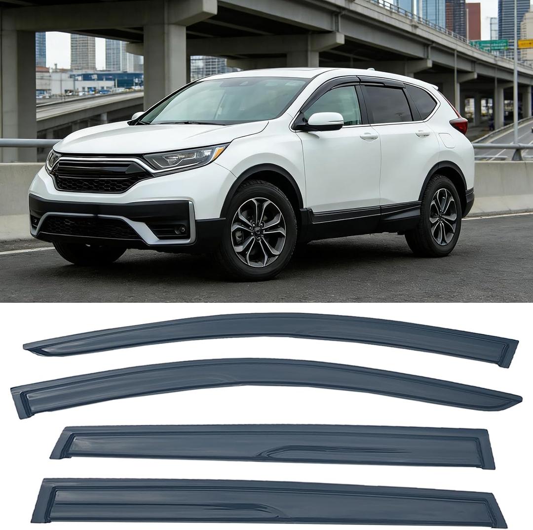 Window Visors Rain Guards for 2017-2022 Honda CRV,4PCS Tape on Vent Visors Wind Deflector Sun Shade for CRV 17-22,UV Protection & Reduced Road Noise,Car Accessories