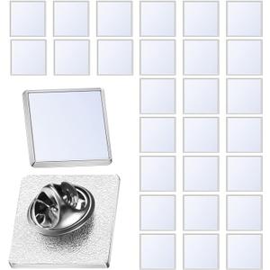 30 Pcs Sublimation Button Blank Pins, 0.75 Inch Square Sublimation Blanks Lapel Pins Heat Transfer Aluminum Badge for DIY Craft Jewelry Making Supplies Birthday Wedding Gifts
