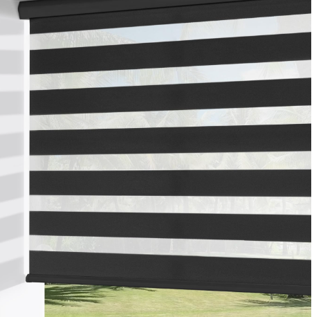 ChrisDowa Cordless Zebra Blinds for Windows, Dual Layer Free-Stop Light Filtering Window Roller Shades, Pull Down Privacy Zebra Shades for Home, Office, Bedroom, Door (57" W x 72" H, Beige)