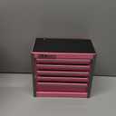 P.I.T. Mini Pink Tool Box, Portable 5-Drawer Micro Roll Cab Steel Tool Box with Liner, Pink Small Tool Case for Tools Storage, Home DIY