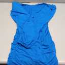 ZESICA Women's Sexy V Neck Ruched Bodycon Mini Dress Puff Long Sleeve Cocktail Wedding Party Short Dresses, CobaltBlue, Small