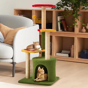 37in Cute Cat Tree Kitten Cat Tower for Indoor Cat Condo Sisal Scratching Posts with Jump Platform Cat Furniture Activity Center
