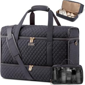LOVEVOOK Large Travel Duffle Bag, Weekender Bags for Women With Shoe Compartment, Overnight Hospital Bag For Women Labor Delivery, Carry on Bag Personal Item Travel Bag, Yoga Gym Duffel Bag (Dark Gray)