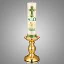 Cirios Pascual Catolico Paschal Candle with Holder Catholic First Communion Baptism Gift Virgen De Guadalupe Cross Prayer Candle Decoration for Catholic First Communion Church Supplies(Novelty Style)