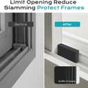 Window Limit Block with Cover, Sliding Window Locks for Vertical & Horizontal Windows, Security Window Stopper for Home Bedroom Office, Double Screw Mounting (12 Pack, Black)