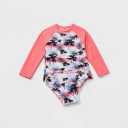 Girls Rash Guard Swimsuit 2 Piece Long Sleeve Bathing Suit UPF 50+ Summer Beach Swimwear, size 110