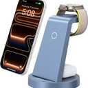 Anlzm 3 in 1 Charging Station for iPhone, Wireless Charger for iPhone 17 16e 16 15 14 13 12 11 X Pro Max & Apple Watch - Charging Stand Dock for AirPods (Blue)