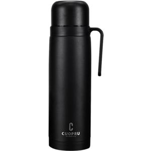Vacuum Insulated Bottle for Yerba Mate, Coffee, Tea, Water, 33.8 oz Stainless Steel Thermal Bottle Flask, Wide Mouth, Keeps Drinks Hot/Cold for 24 Hours, Matte Black