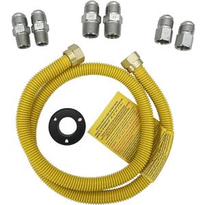 Long Term Gas Line Connector for Dryer(1/2 60inch), Gas Hose Connector Kit for Stove, Water Heater, Gas Log, Pipe Diameter 5/8 in.OD(1/2 in. ID) Connector 1/2" FIP & 1/2" MIP & 3/4" MIP Fitting