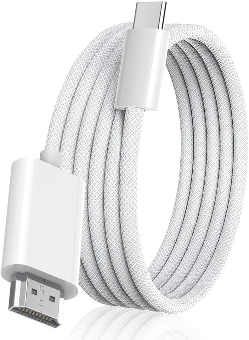 Apple USB-C to HDMI Cable 4K@60Hz for iPhone 15 16 17 to TV, MFi Certified Nylon Braided High-Speed Type-C to HDMI 2.1 Cord [Thunderbolt 5/4/3 Compatible] for MacBook, iPad Pro, iMac, Galaxy S25/S24