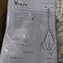 Wood Beaded Chandelier 3-Light Bohemia Pendant Light Fixture Farmhouse Round Hanging Chandelier White Beads with Black Chain for Bedroomn Dining Room Foyer