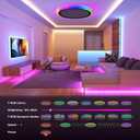BLNAN RGB Led Flush Mount Ceiling Light with Remote Control, 13Inch 24W 2400LM 3000K-6500K Dimmable Color Changing Wired Light Fixture, Colorful for Bedroom Kids Room Party Festival, Black