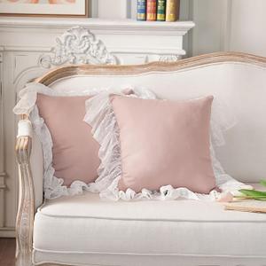 ARTMAGIC Ruffled Tablecloth with White Lace French Country Rectangle Table Cover Romantic Elegant Tablecloths Farmhouse Decor for Spring Summer Home Holiday Party (Dusty Pink, 52"x70")