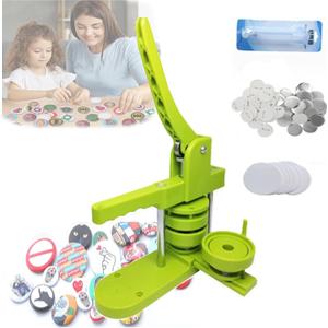 Button Making Machine, DIY Multi-Size Badge Punch Machine Press, Present Pin Badge Maker Kit, with 100 Sets of Button Making Supplies and a Circle Cutter,44mm